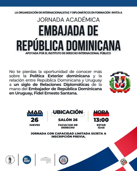 Afiche de la convocatoria: Conversatorio con el Embajador de República Dominicana, Fidel Santana