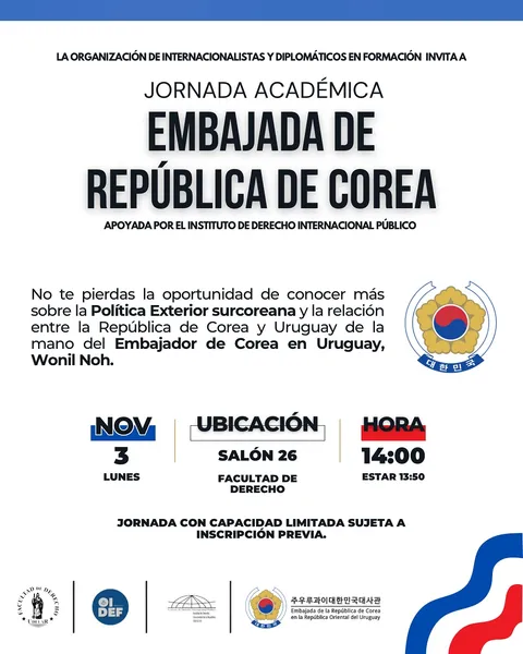 Afiche de la convocatoria: Conversatorio con el Embajador de Corea, Wonil Noh