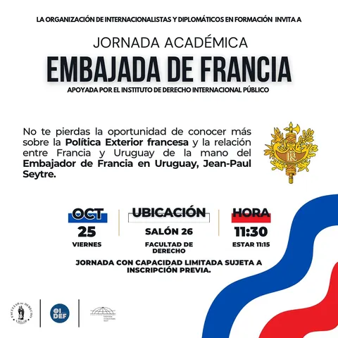 Afiche de la convocatoria: Conversatorio con el Embajador de Francia, Jean-Paul Seytre